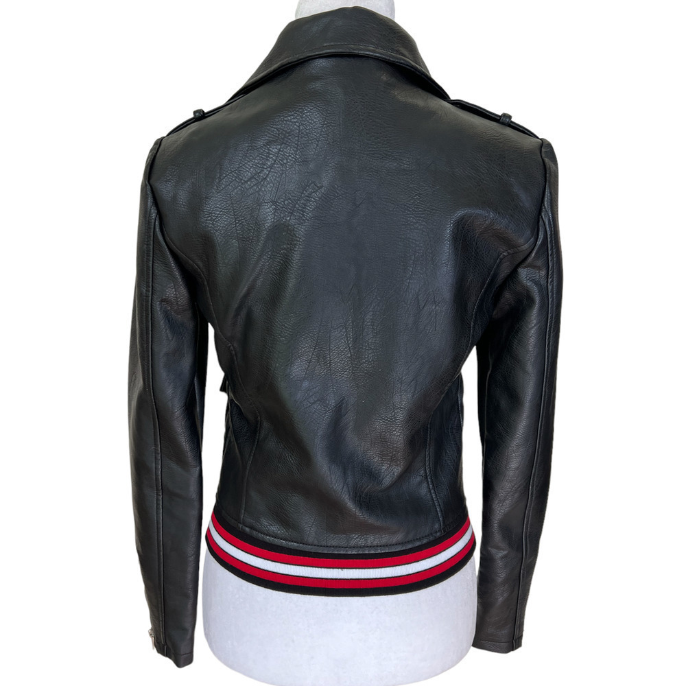 Romeo & Juliet Vegan Leather Moto Jacket Black Size Small - Picture 9 of 13